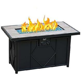 BALI OUTDOORS Propane Fire Pit 60,000 BTU Gas Fire Pit Table with Ceramic Tile Tabletop, Rectangle Gas Firepit Table for Garden/Patio並行輸入品の画像
