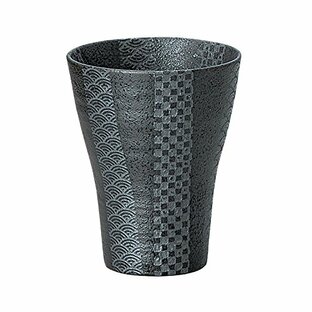 宗峰窯 陶器 フリーカップ 銀彩 焼酎カップ 大 黒 φ9.7×12.2cm(400cc) 344-20-233の画像