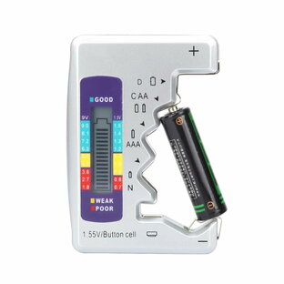 DFsucces 電池チェッカー 電池残量測定器 デジタル バッテリー 電源不要 LCD液晶画面 家庭用ユニバーサル バッテリー測定器 1.5V/9V対応 (シルバー)の画像