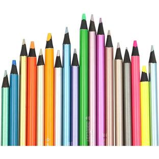 色えんぴつ メタリック 色鉛筆 メタリックカラー グリッター 金 銀 銅 蛍光色( 18色)の画像