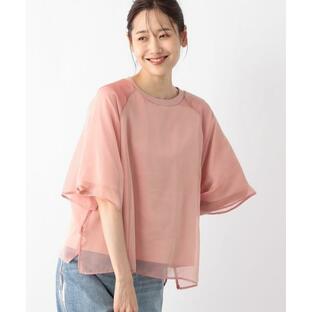 tシャツ Tシャツ シフォンドッキングプルオーバー7分袖/145454 レディースの画像