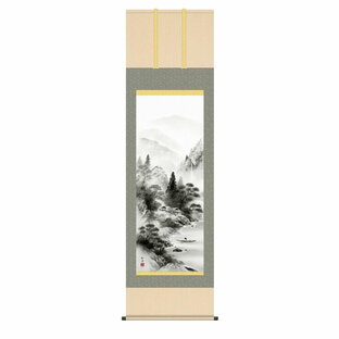 掛軸 日本画 床の間 掛け軸 現代作家 山水画 年中飾り 山河憧憬 高精彩複製画の画像