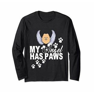 ポメラニアン犬私の天使は足が大好きメモリアルペットポンポン 長袖Tシャツの画像