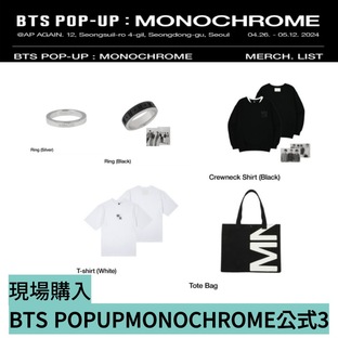 [公式グッズ 現場購入] BTS POP-UP: MONOCHROME 3 RING (SILVER) RING (BLACK) CREWNECK SHIRT (BLACK) T-SHIRTの画像