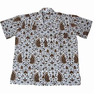 バティックシャツ 半袖シャツ  コットン インドネシア民族衣装 ユニセックス 150101 type-A【メール便OK】の画像
