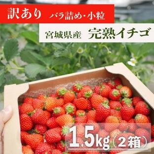 宮城県産/ジャム加工用イチゴ（小粒、ばら詰め）2箱(1.5kg) 日時指定可の画像