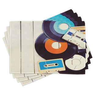 Ambesonne Indie Place Mats Set of 4, Gramophone Records and Old 並行輸入品の画像