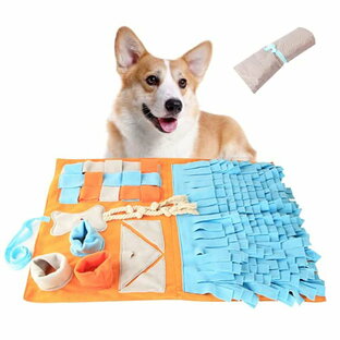 色：オレンジ ペットおもちゃ 訓練毛布 犬 ノーズワーク マット 小型犬 知育玩具マット おやつ隠し 頑丈 分離不安 食いちぎる対策 運動不足 ストレス解消 運動不足 集中力向上 知育玩具 家の画像