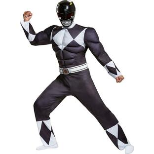 パワーレンジャー コスチューム ブラック 戦隊ヒーロー 大人男性用 Classic コスプレ衣装 Mighty Morphinの画像