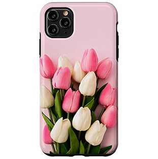 iPhone 11 Pro Max チューリップ ブーケ ピンク 背景 花 チューリップ ローズ ギフト スマホケースの画像