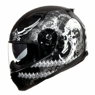 CREST フルフェイスヘルメットバイク用ワンタッチインナーバイザー付き NINJA ニンジャ SG/PSCマーク付き スカルグラフィック かっこいいの画像