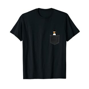 Linux Tux In A Pocket ポケットの中のLinuxタックス面白いペンギンSysadminIT管理者 Tシャツの画像