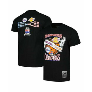 【送料無料】 ミッチェル&ネス メンズ Tシャツ トップス Men's Black Philadelphia 76ers vs. Los Angeles Lakers Hardwood Classics 1983 NBA Finals Champions Victory Road T-shirt Blackの画像