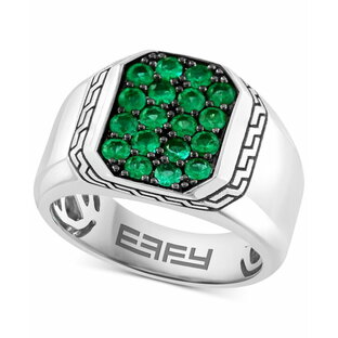 【送料無料】 エフィー メンズ リング アクセサリー EFFY® Men's Emerald (3/4 ct. t.w.) Cluster Ring in Sterling Silver Sterling Silverの画像