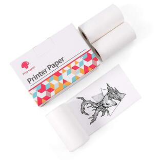 Phomemo White Paper for M02 M02 Pro M02S M03, Original, Adhesive, Thermal Printer Paper, Glossy Sticker Paper, for Pocket Printer, 53mm x 3.5m, Diametの画像