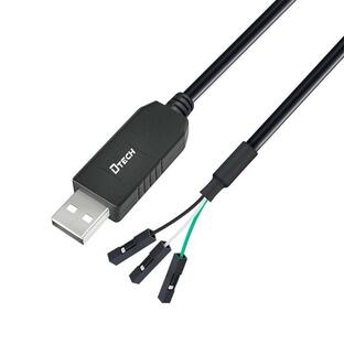 DTECH USB TTL シリアル 変換 ケーブル 3.3V 1m FTDI チップセット 3ピン 2.54mm ピッチ メス コネクタの画像