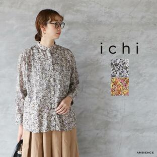 ichi イチ フラワープリントバンドカラーシャツ メール便対応 24春夏 小花柄 ロング丈の画像
