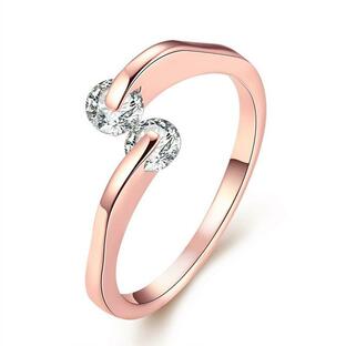 Acefeel（エスフィール） おしゃれ 指輪 レディース 両粒 CZ ダイヤモンド リング k18RGP ファッションアクセサリー キラキの画像