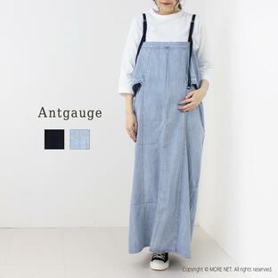 アントゲージ Antgauge ソフトデニムロングIラインサロペットスカート GE460 2024春夏 レディース 無地 ワイドの画像