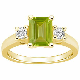 【送料無料】 Alyson Layne レディース リング アクセサリー Alyson Layne 14k Gold Emerald Cut Peridot & 1/4 Carat T.W. Diamond Ring Greenの画像