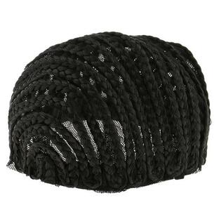 1ピース/個コーンロウ編みウィッグキャップ調節可能なストラップウィッグキャップブラックかつらを作るための髪かぎ針編みネットキャップブラックカの画像
