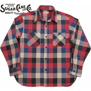 SUGAR CANE/シュガーケーン TWILL CHECK L/S WORK SHIRT ツイルチェック ワークシャツ/チェックシャツ/綿ネルシャツ 165) RED(レッド)/Lot No. SC28958の画像