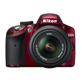 Nikon D3200 24.2 MP CMOS デジタル一眼レフ 18-55mm f/3.5-5.6 AF-S DX VR NIKKOR ズームレンズ (レッド)の画像