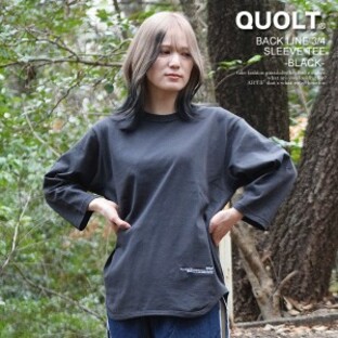 QUOLT×ARTIF 20th Anniversary クオルト BACK LINE 3/4 SLEEVE TEE -BLACK- メンズ Tシャツ 7分袖 別注 コラボレーション atftpsの画像