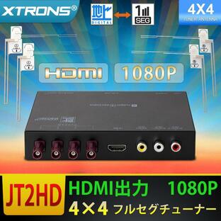 （JT2HD）地デジチューナ 全方位高感度 車載 1080P 4x4 フルセグ ワンセグ HDMI 出力対応 カーナビと連動可能 miniB-CASカード付き フィルムアンテナ 1年保証の画像