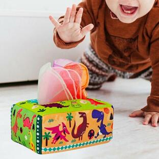 幼児用ティッシュボックスアクティビティ感覚玩具子供用男の子女の子モンテッソーリおもちゃ恐竜の画像
