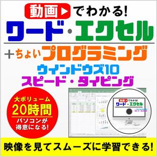 動画で分かるワード・エクセル + プログラミング入門 ウインドウズ10 タイピング練習 パソコン 入門 関数 数式 Windows10 Excel Wordの画像