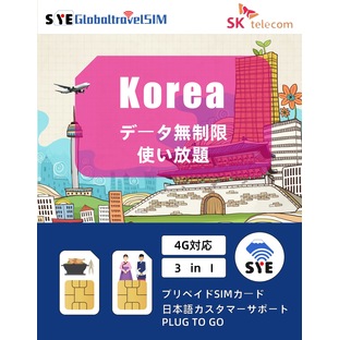 （SK韓国）3日間 韓国 4G-LTE データ通信 使い放題 プリペイドSIMカード 韓国  データ容量無制限 ただしデータ1日使用量が1GBに達すると最大通信速度が256kbpsに低下しますの画像