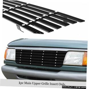 グリル 1993-1997フォードレンジャーメインアッパーブラックワイドリベットビレットグリルインサートはフィット Fits 1993-1997 Ford Ranger Main Uppの画像