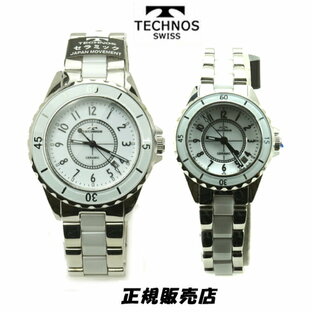 (あす楽）テクノス 腕時計 (TECHNOS) メンズ ホワイトセラミックベルト付 TSM917TW TSL918TW  【クリスマスプレゼント】【送料無料】の画像