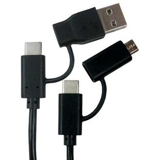 ウイルコム USB 4in1 充電ケーブル Type-C PD対応 4端子一体型 4Way 50cm BK UTS-050BKの画像