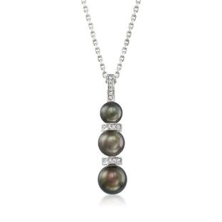 Ross Simons 6~8.5mm 養殖真珠と.10カラット t.w.ダイヤモンドペンダントネックレス, パール, マルチ R 並行輸入品の画像