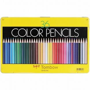 色鉛筆 36色 送料無料一部地域除くトンボ鉛筆色鉛筆36色セットCBNQ36C缶入り メール便発送の画像