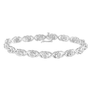 Fifth and Fine 1/6 Carat tw Natural Diamond XO Tennis Bracelet in 925 Sterling Silverの画像