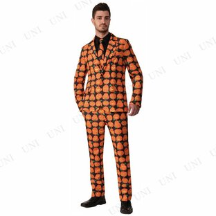 コスプレ 仮装 衣装 ハロウィン コスチューム かぼちゃ パンプキンスーツ＆ネクタイ Lの画像