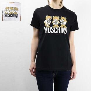 Moschino モスキーノ Teddy Bear Print T-Shirts Ｔシャツ 半袖 クルーネック コットン100％ プリント レディース キッズ 大人も可 HVM03ULAA34の画像