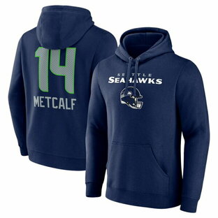 ファナティクス メンズ パーカー・スウェットシャツ アウター DK Metcalf Seattle Seahawks Team Wordmark Name & Number Pullover Hoodie College Navyの画像