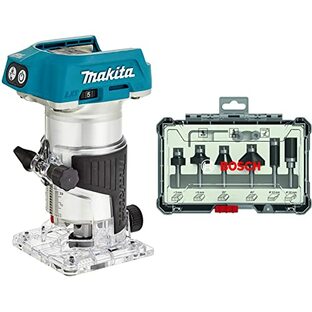 マキタ(Makita) 充電式トリマ18V(本体のみ) RT50DZ ＋ボッシュ(BOSCH) ルーター・トリマービットセット(6種・6本入)の画像