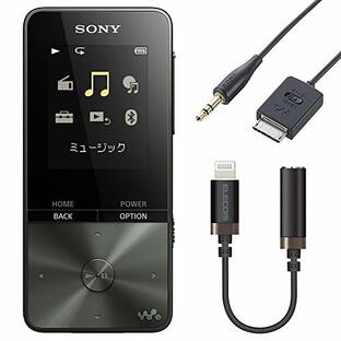 【i phone用】 ソニー ウォークマン Sシリーズ MP3プレーヤー 4GB NW-S313 BC ブラックと録音&変換ケーブルセットの画像
