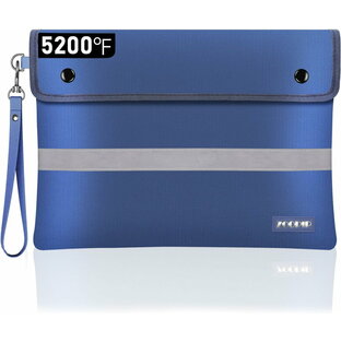 ZOOPIP ロック付き耐火ドキュメントバッグ 5200°F断熱防水バッグ 14x10インチ 8層機能性素材 素早く見つけられる反射ストリップ 通貨 パスポート 貴重品を保護 ネイビーブルーの画像