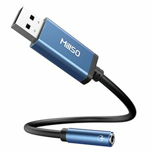 MillSO USB オーディオ 変換アダプタ 外付け サウンドカード USBポート- 4極 TRRS ステレオミニジャック 3.5mm usb 変換 Windows/Vista/XP、PS5、PS4、Mac OS/X、Linux、Chromebooの画像