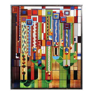 即納！フランクロイドライト財団公認メタルフレームのサグアロ サボテンの花ステンドグラス壁装飾アート工芸輸入品の画像