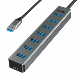 atolla USBハブ USB3.0 HUB 7ポート 100cmケーブル USB3.0ハブ USB 拡張 ウルトラスリム 5Gbps超高速転送 アルミニウム合金 軽量 追加5V/3A電力供給ポートWindows/Linux/Mac OS/Android/Chrome OS/PS4/MacBook等OSとPC対応の画像