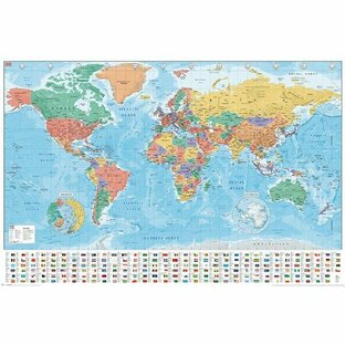 世界地図（国旗入り） ポスター〔新品〕 PP-34739の画像