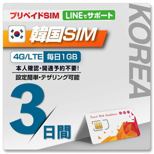 【WISE SIM/ PLUS TO GO! 】韓国プリペイドSIM 開通予約不要！ 利用日数 3日 データ容量毎日1GB データ通信専用SIM 4G・3G ローミングSIM SIMピン付 prepaid sim korea travel with sim pin ※galaxy端末では利用不可の画像