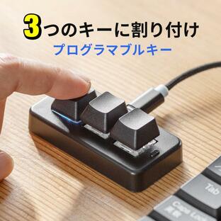 プログラマブルキーボード ミニ3キー 片手キーボード 左手デバイス ゲーミングキーボード メカニカル 青軸 割付 日本語取扱説明書付き 有線接続 400-SKB075の画像